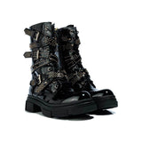 BOTINES Botin plano tachuelas doradas STYLETTO