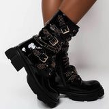 BOTINES Botin plano tachuelas doradas STYLETTO