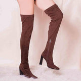 BOTINES Brown Suede Over the Knee Boots STYLETTO